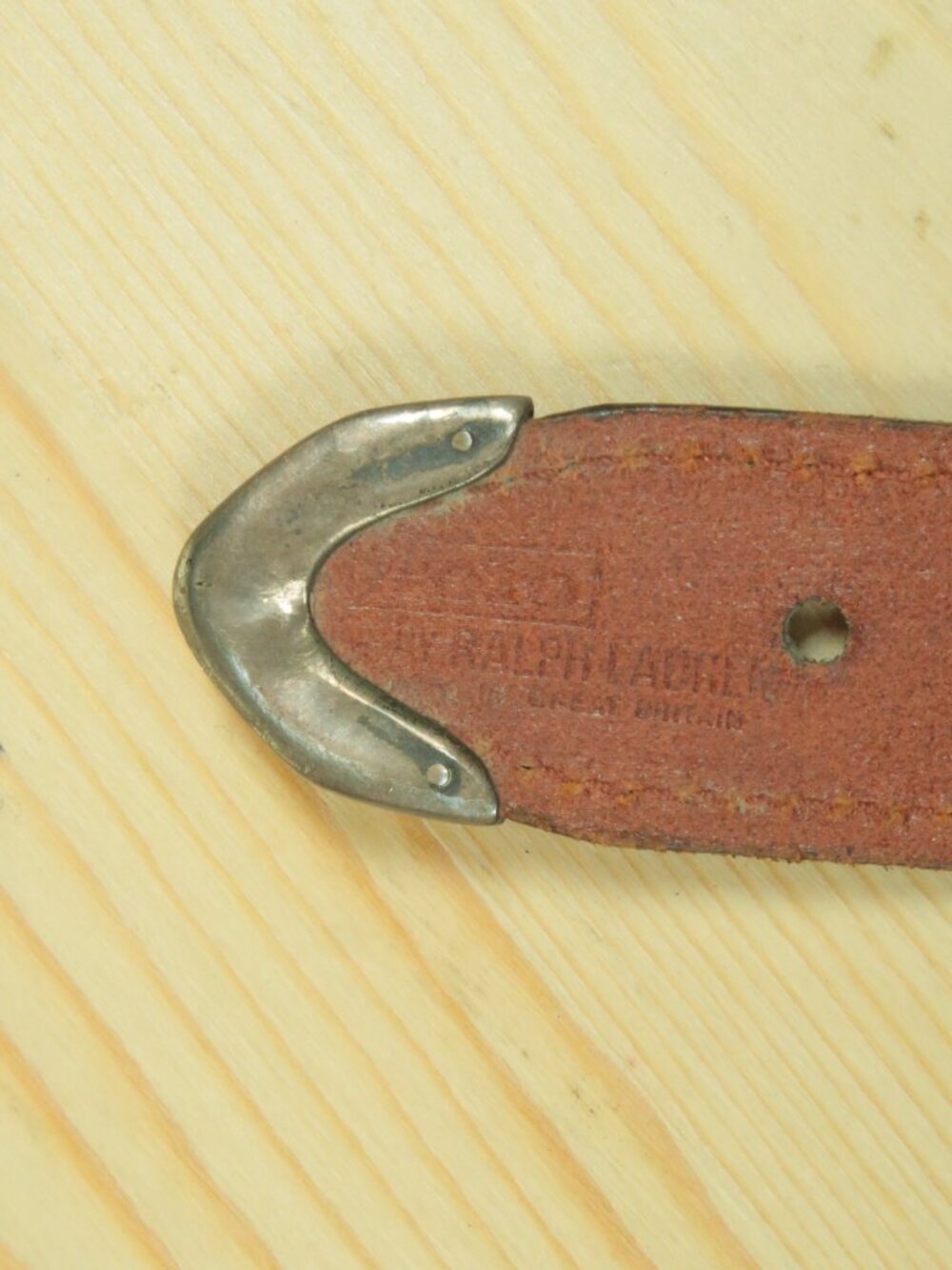 Vtg 80s Polo Ralph Lauren Western Sterling Silver Belt Mens 34 Brown Made in UK - Picture 7 of 10